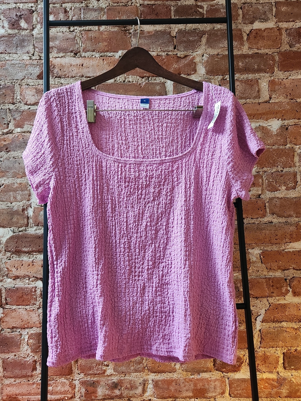 NWT Old Navy Lavender Pink Seersucker Scoop Neck Short Sleeve Top